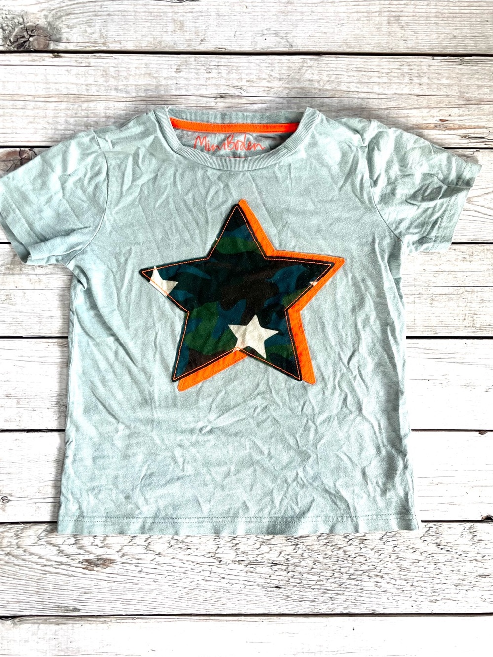 Mini Boden Light Blue Star Appliqué Tee